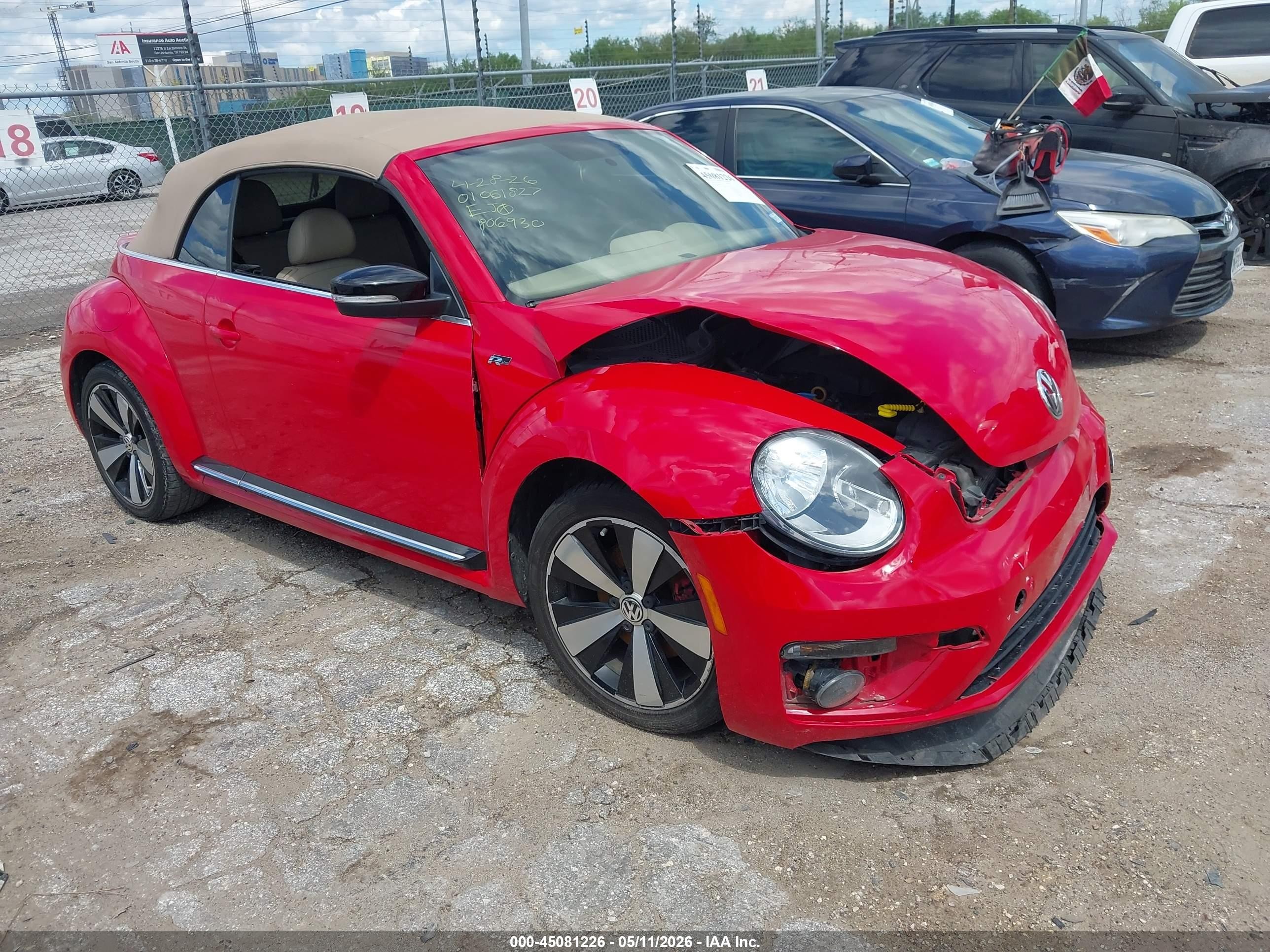 2015 Volkswagen Beetle 2.0t R-line Red vin: 3VW7S7AT1FM806930