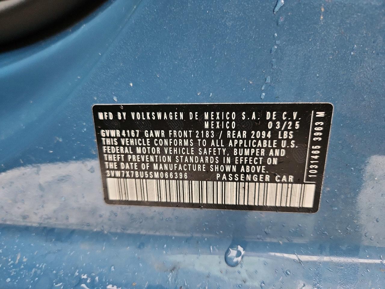 2025 Volkswagen Jetta Se Blue vin: 3VW7X7BU5SM066396