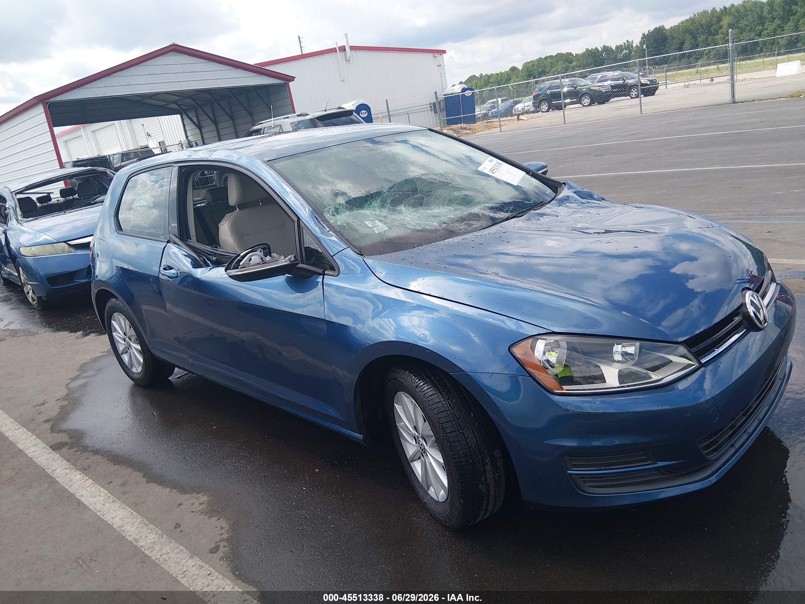 2015 Volkswagen Golf Tsi S 2-door Blue vin: 3VW917AUXFM067528