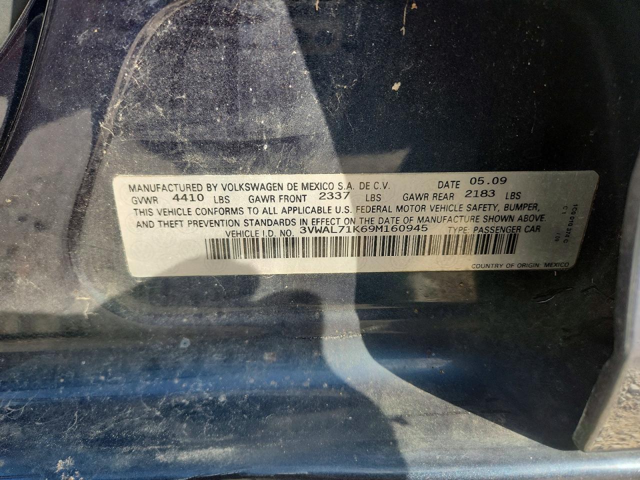 2009 Volkswagen Jetta Tdi Blue vin: 3VWAL71K69M160945