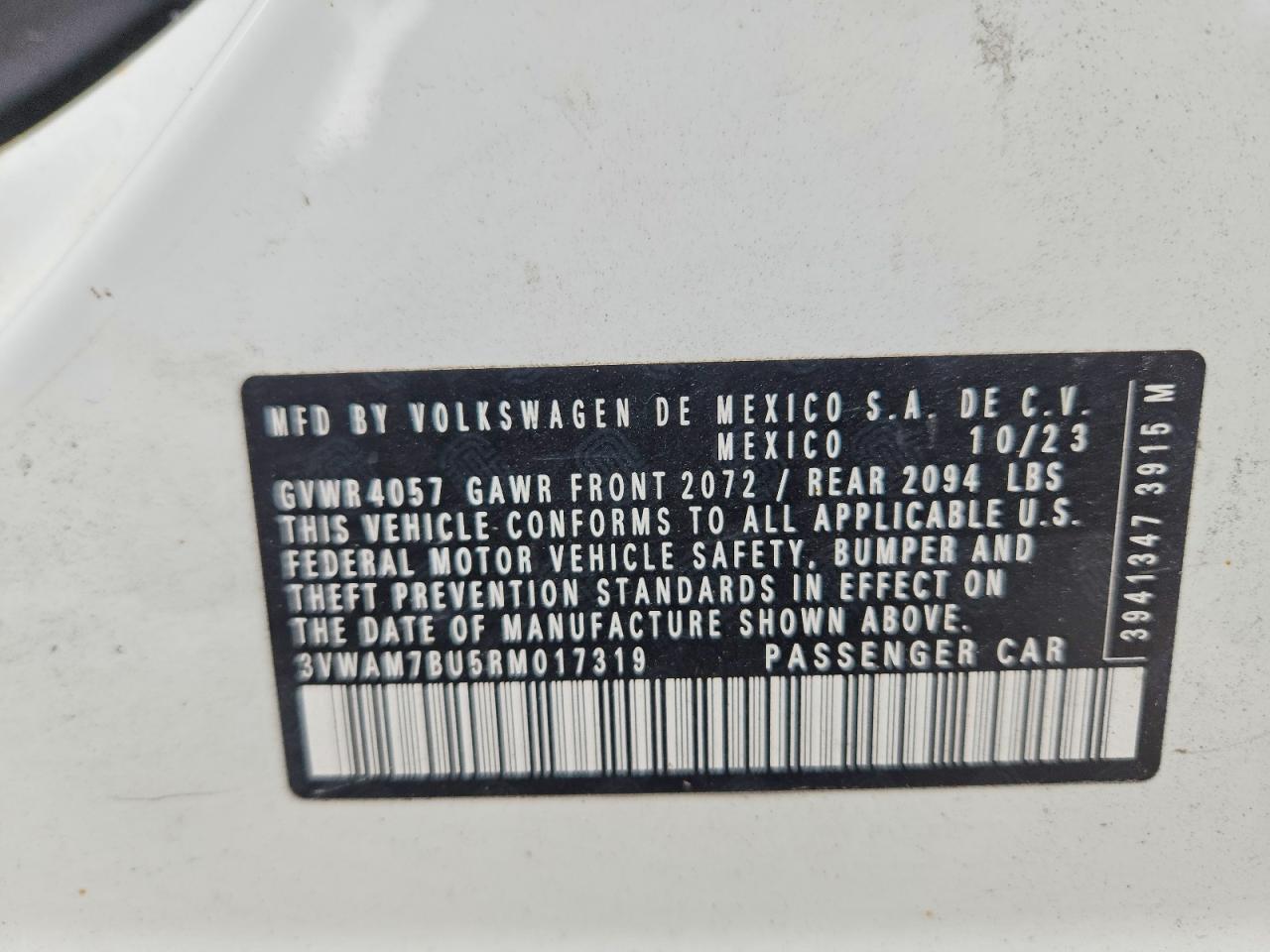 2024 Volkswagen Jetta Sport White vin: 3VWAM7BU5RM017319
