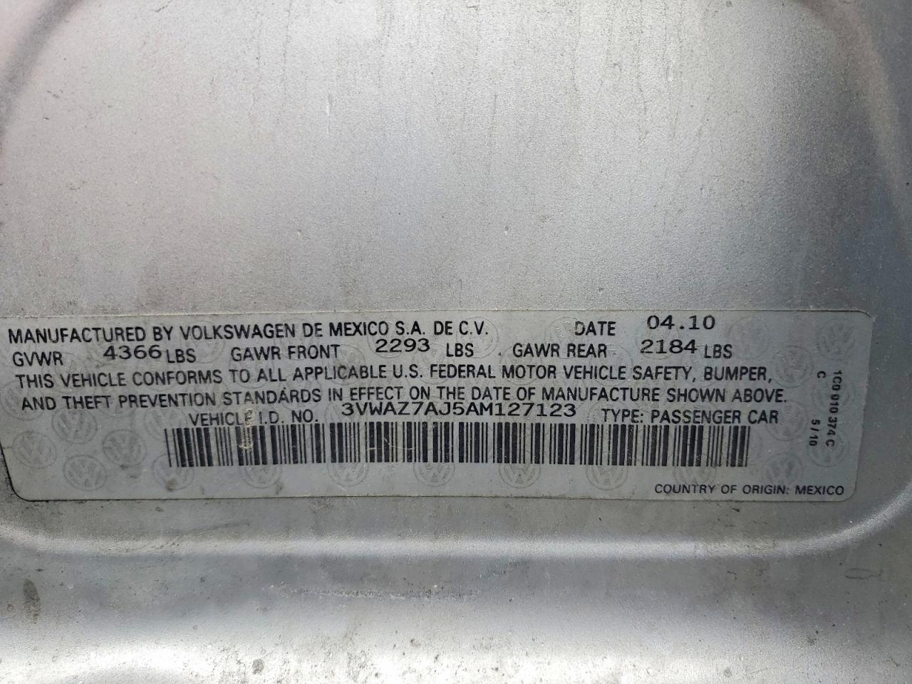 2010 Volkswagen Jetta Silver vin: 3VWAZ7AJ5AM127123