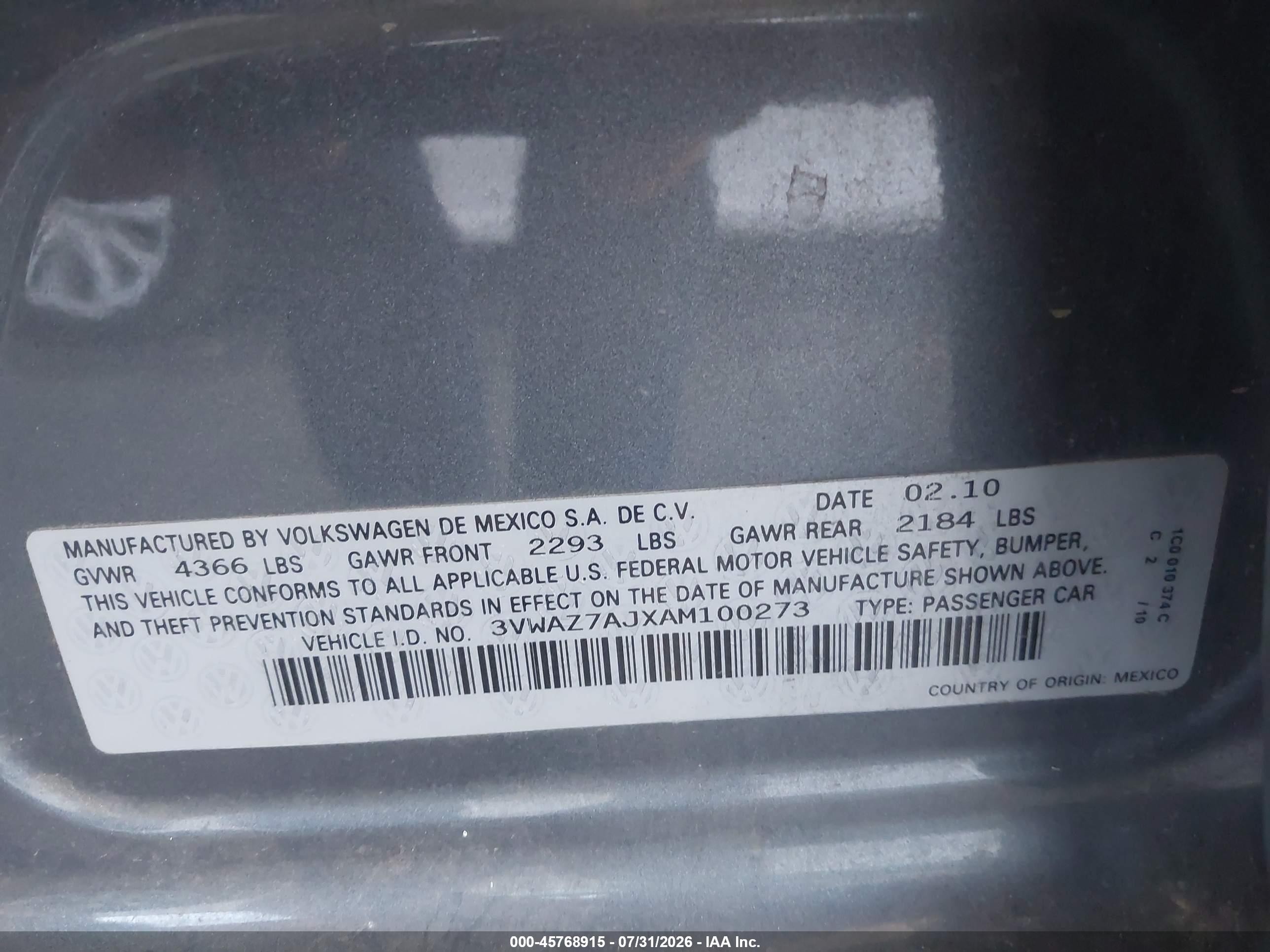 2010 Volkswagen Jetta Limited Edition Gray vin: 3VWAZ7AJXAM100273
