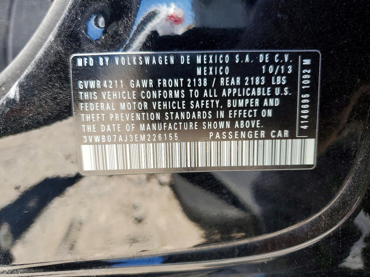 2014 Volkswagen Jetta Se Black vin: 3VWB07AJ3EM226155