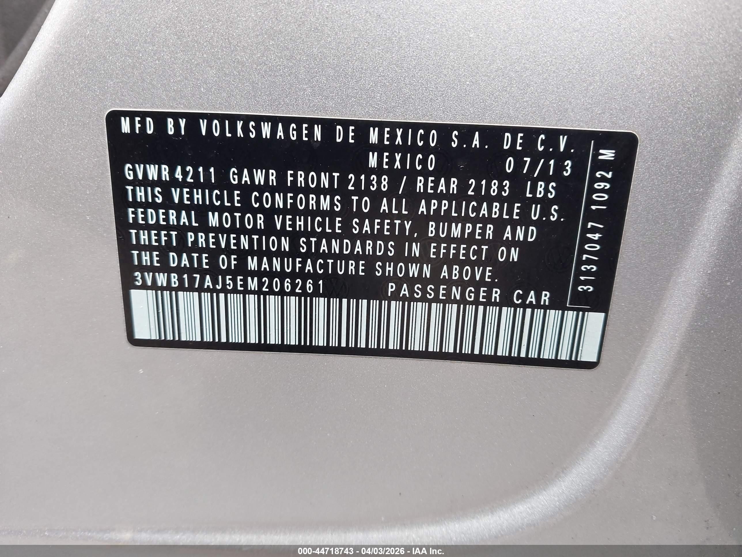 2014 Volkswagen Jetta 1.8t Se Серебряный vin: 3VWB17AJ5EM206261