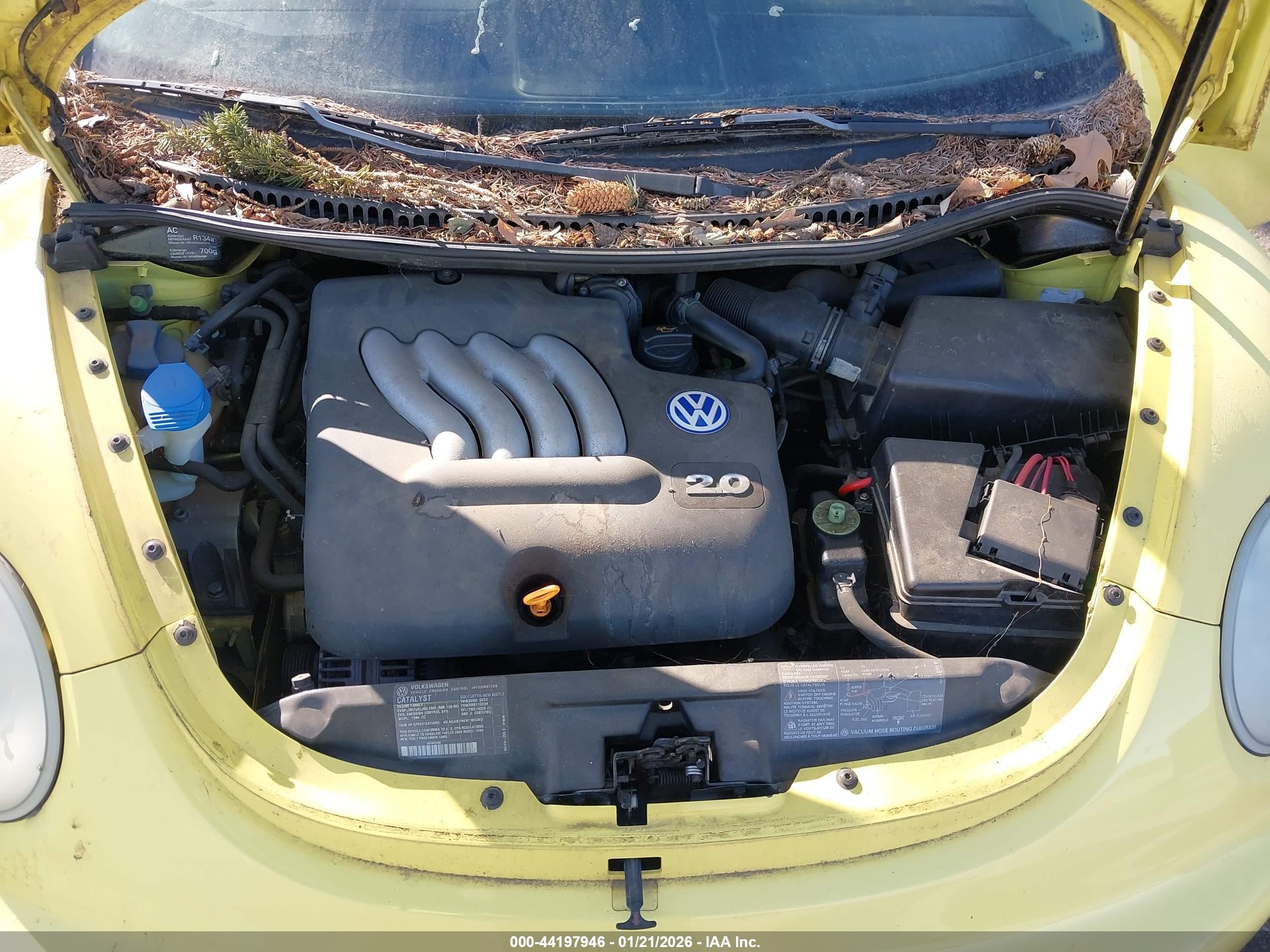 2000 Volkswagen New Beetle Gl Yellow vin: 3VWBA21C4YM409568