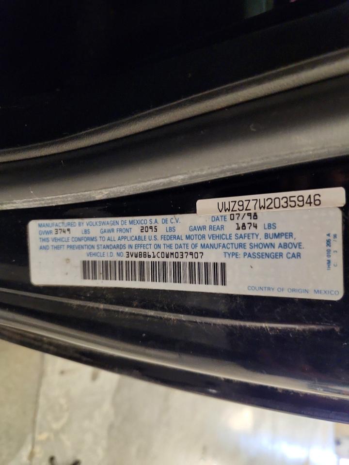 1998 Volkswagen New Beetle Black vin: 3VWBB61C0WM037907