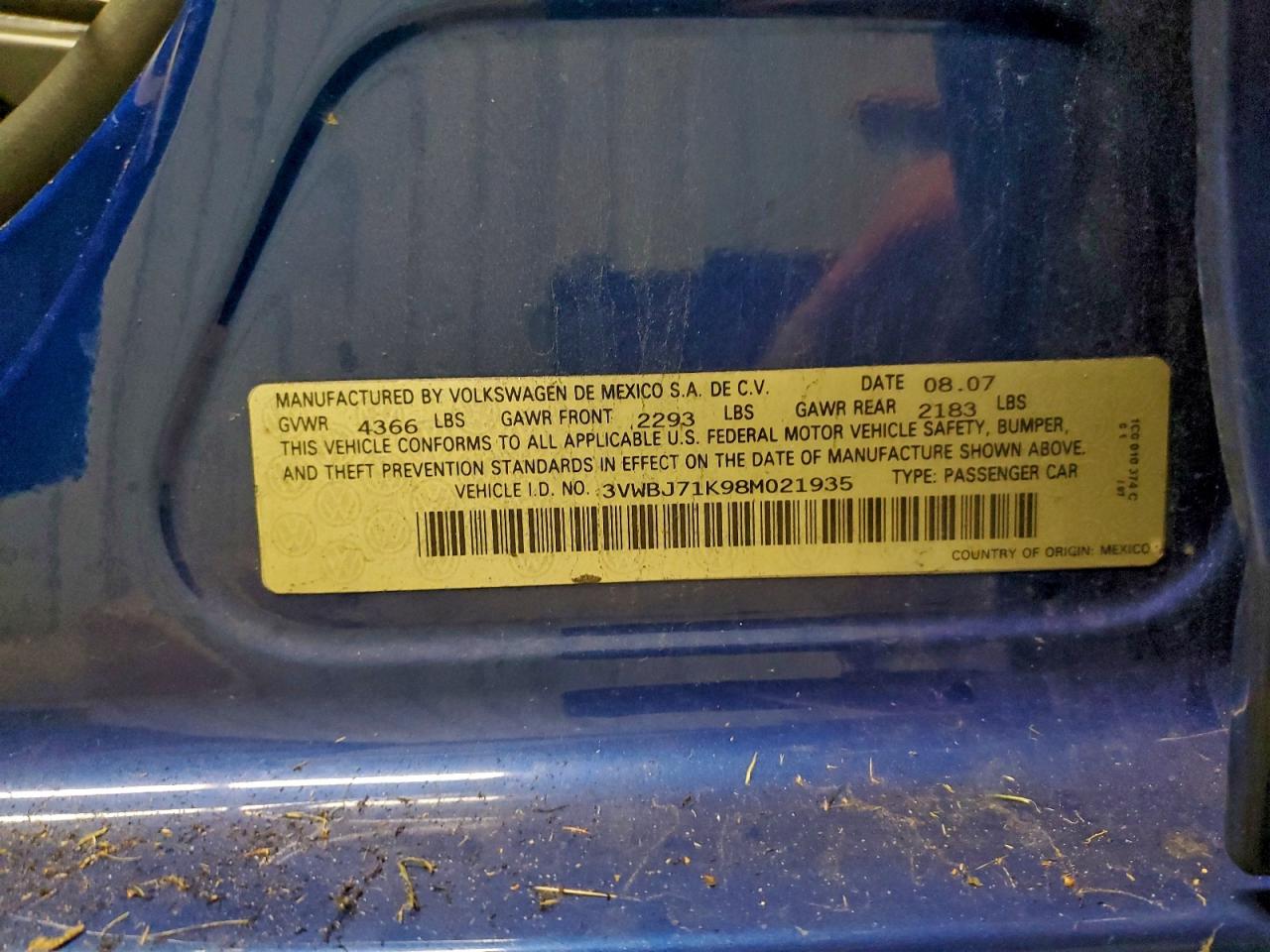 2008 Volkswagen Gli Синий vin: 3VWBJ71K98M021935