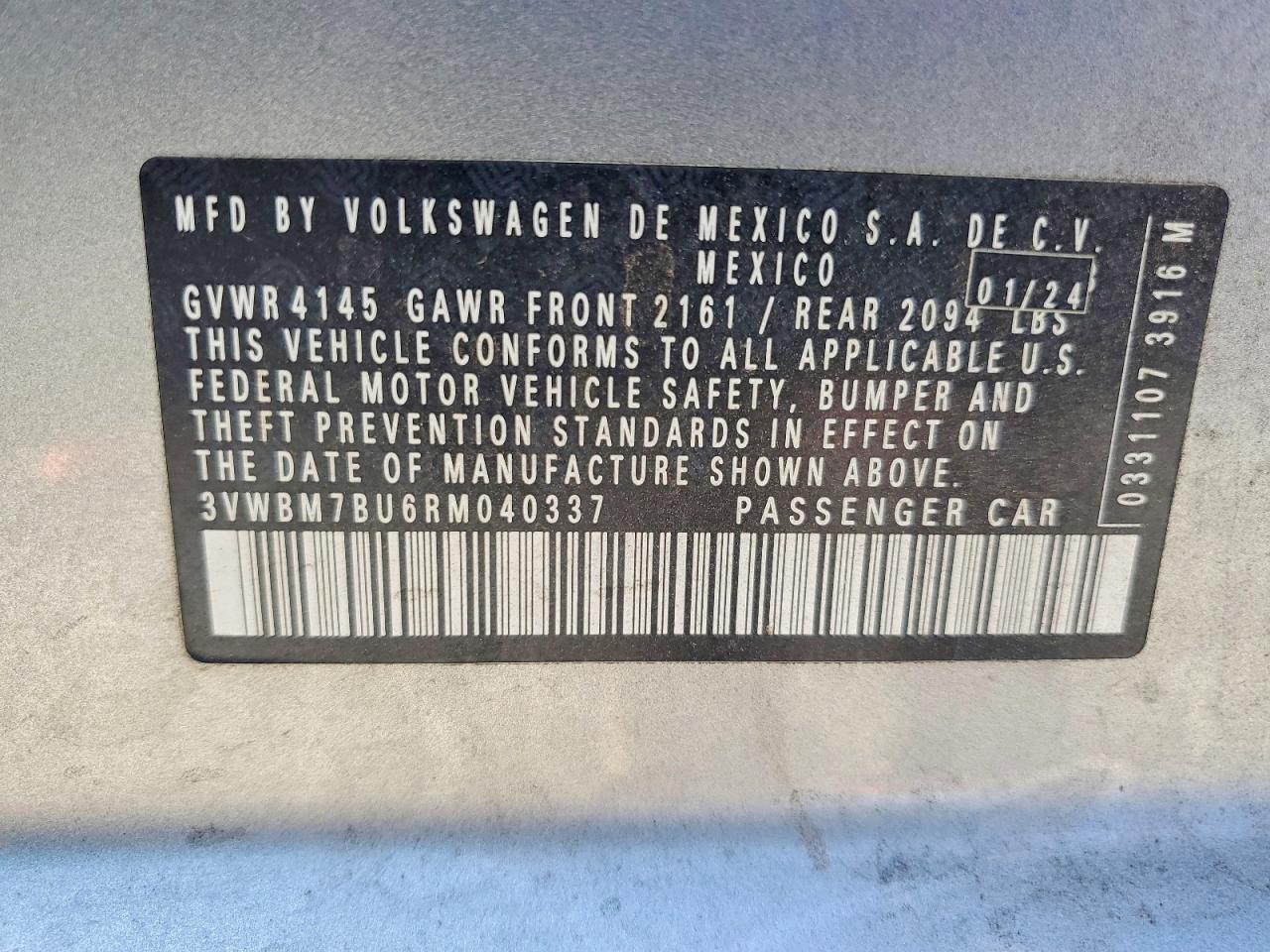2024 Volkswagen Jetta Sport Silver vin: 3VWBM7BU6RM040337