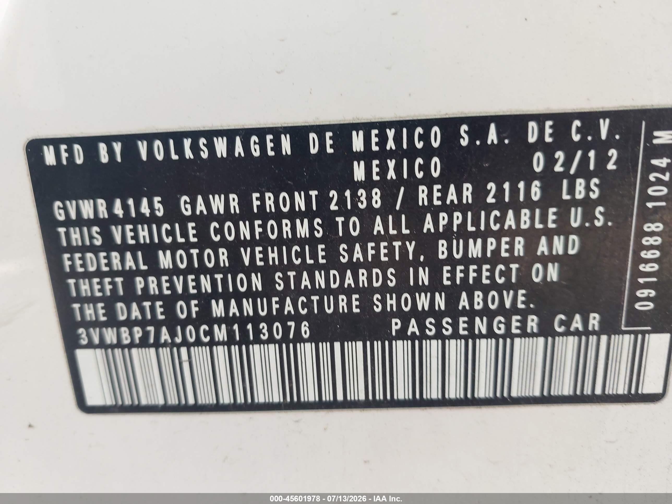 2012 Volkswagen Jetta 2.5l Se White vin: 3VWBP7AJ0CM113076