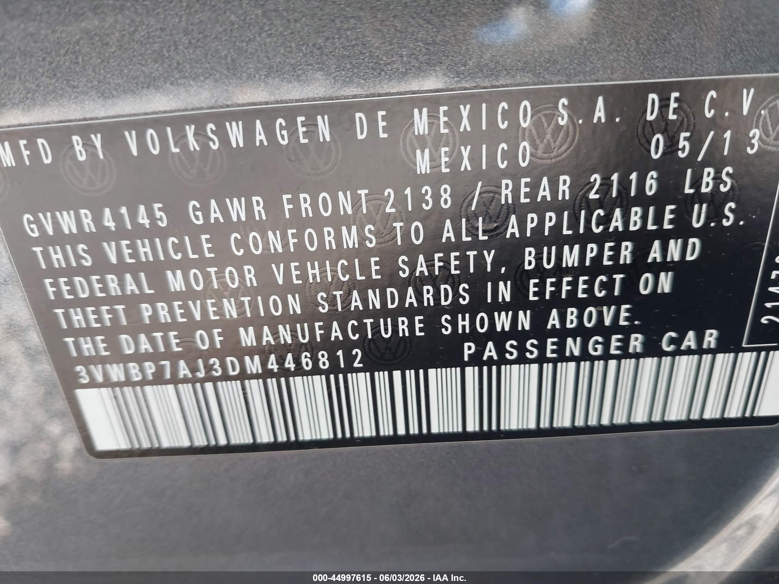 2013 Volkswagen Jetta 2.5l Se Gray vin: 3VWBP7AJ3DM446812