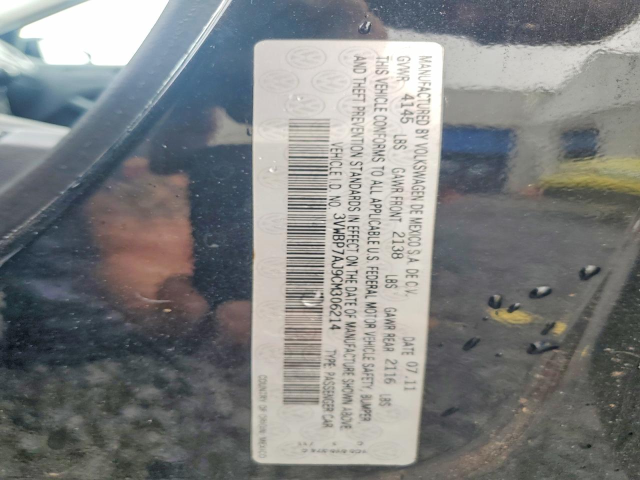 2012 Volkswagen Jetta Se Black vin: 3VWBP7AJ9CM306214