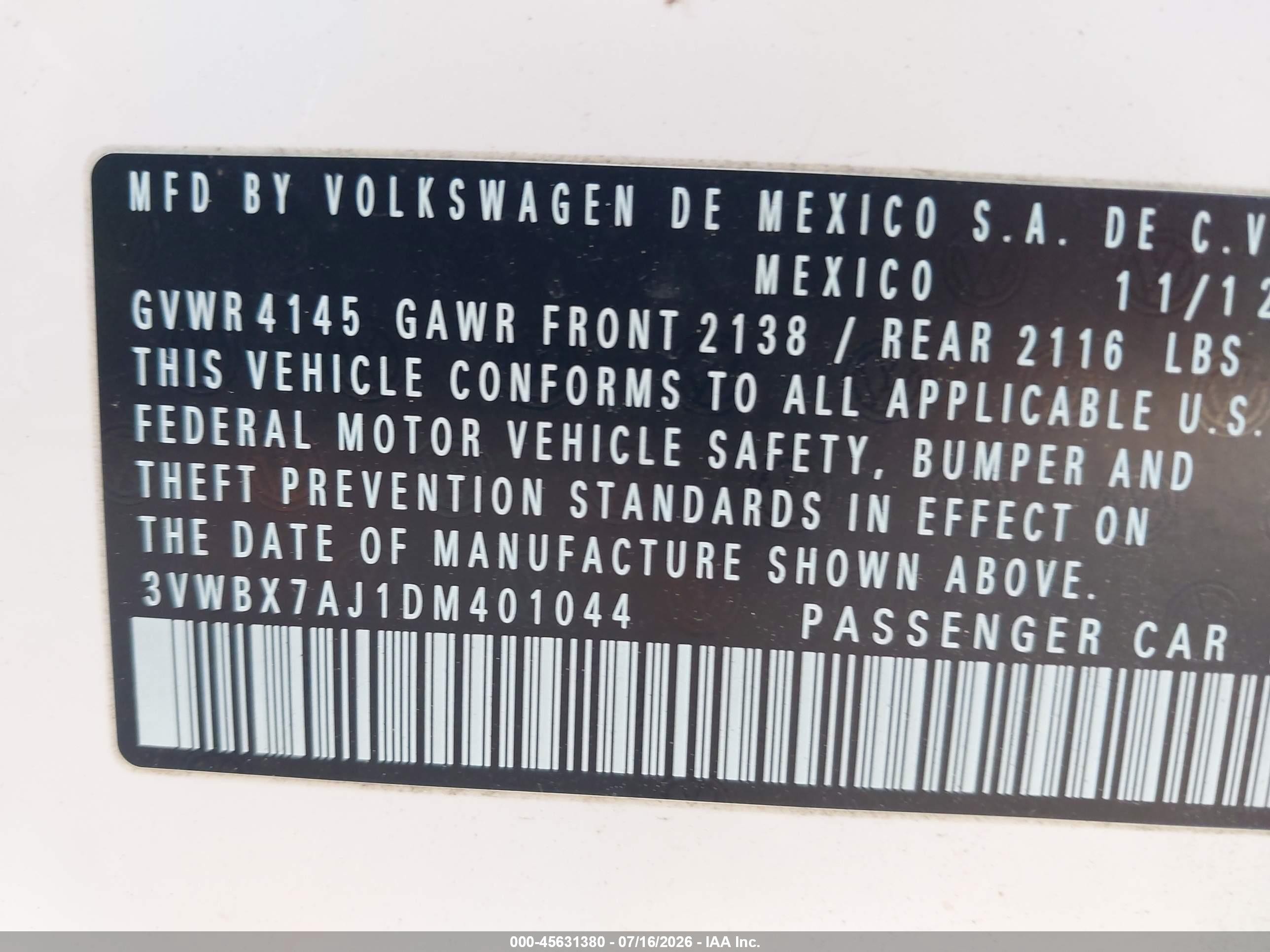 2013 Volkswagen Jetta 2.5l Se White vin: 3VWBX7AJ1DM401044