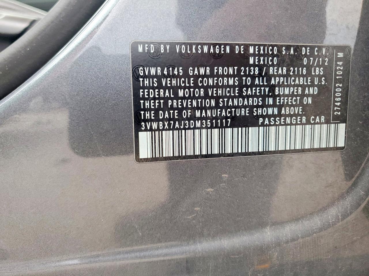 2013 Volkswagen Jetta Se Gray vin: 3VWBX7AJ3DM351117