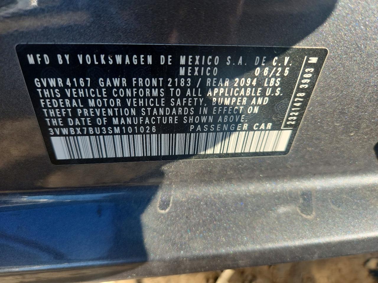 2025 Volkswagen Jetta Sport Gray vin: 3VWBX7BU3SM101026
