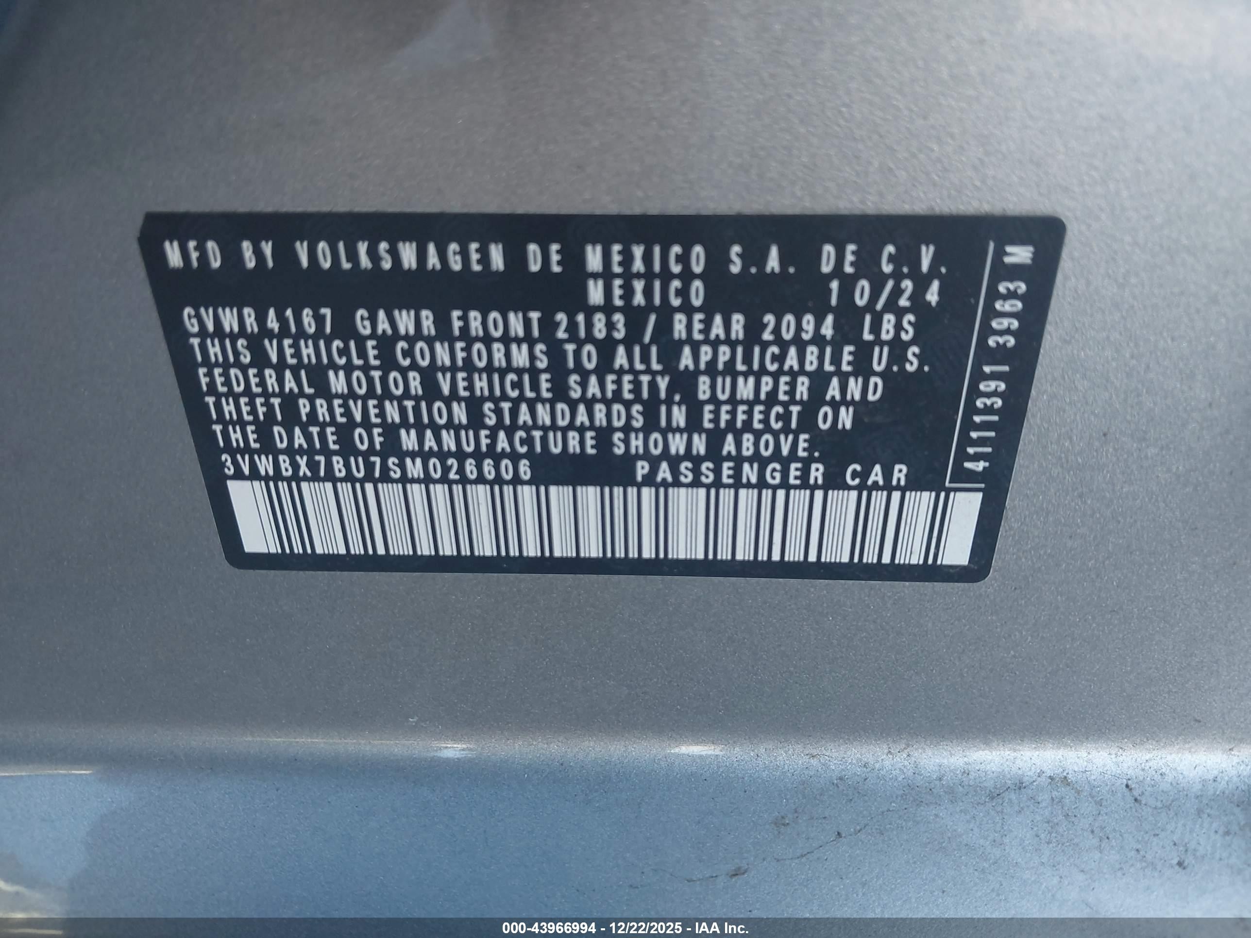 2025 Volkswagen Jetta 1.5t Sport Gray vin: 3VWBX7BU7SM026606