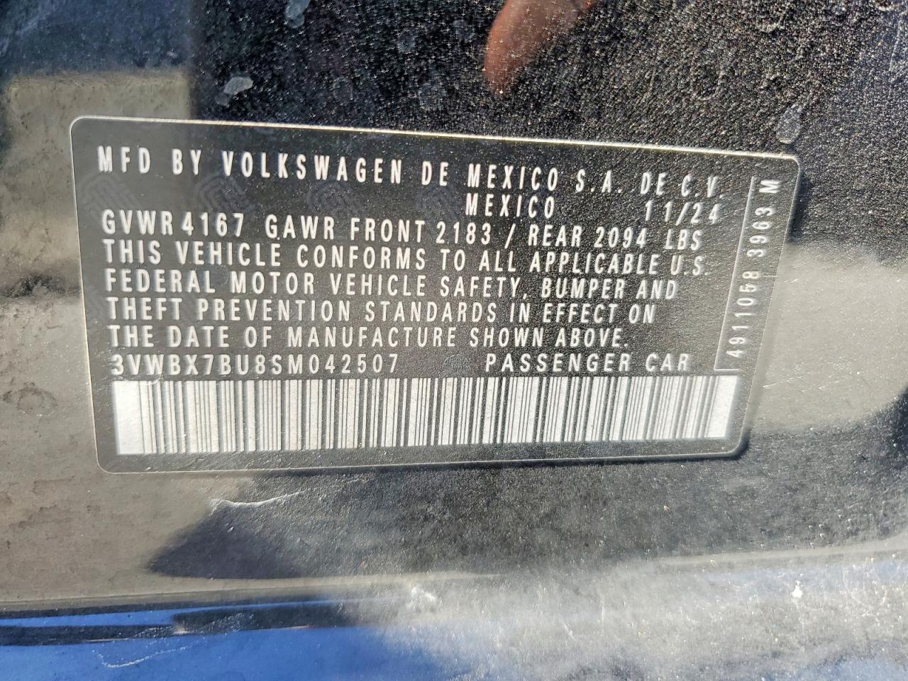 2025 Volkswagen Jetta Sport Black vin: 3VWBX7BU8SM042507