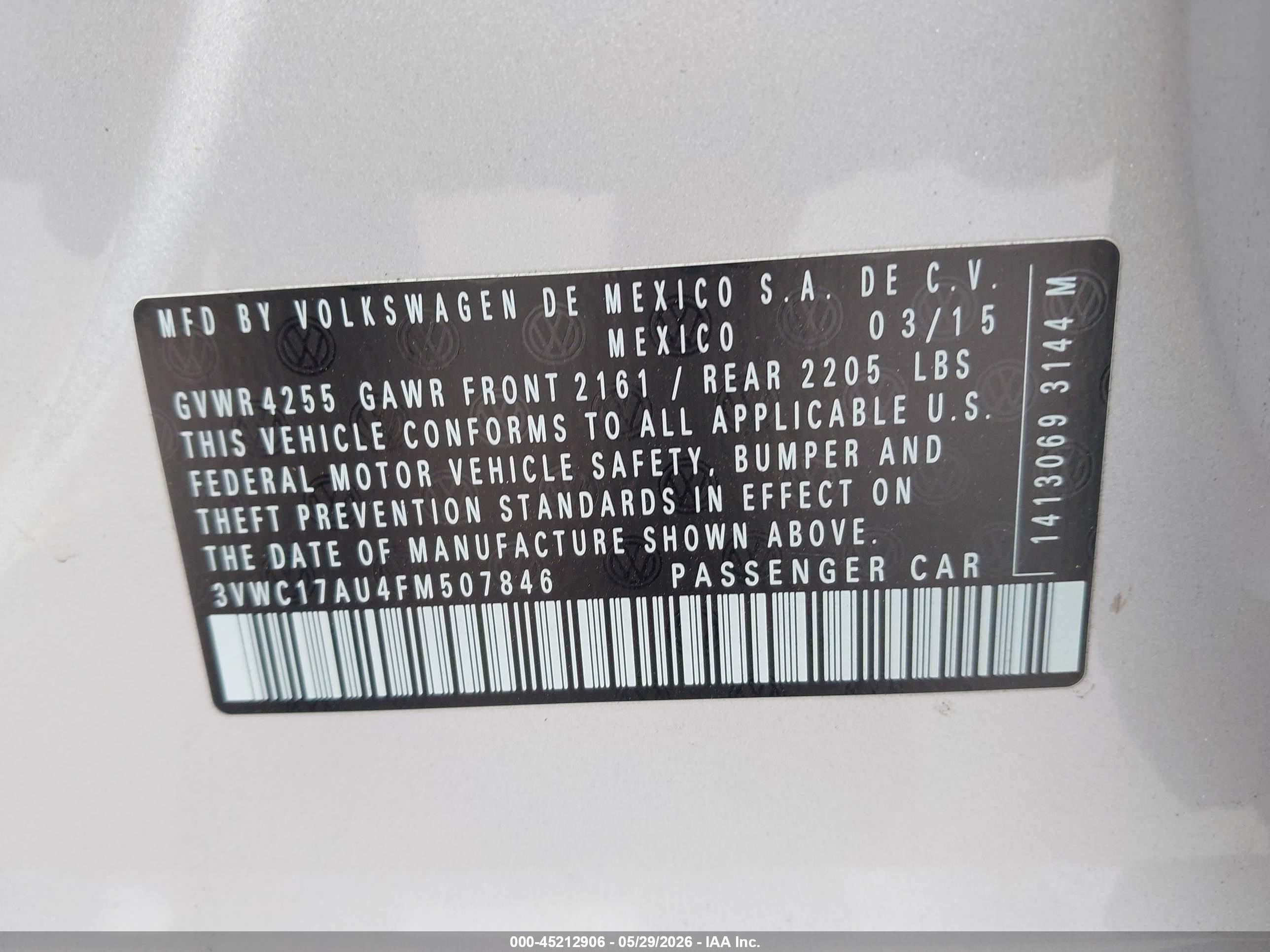 2015 Volkswagen Golf Sportwagen Tsi Se 4-door Silver vin: 3VWC17AU4FM507846