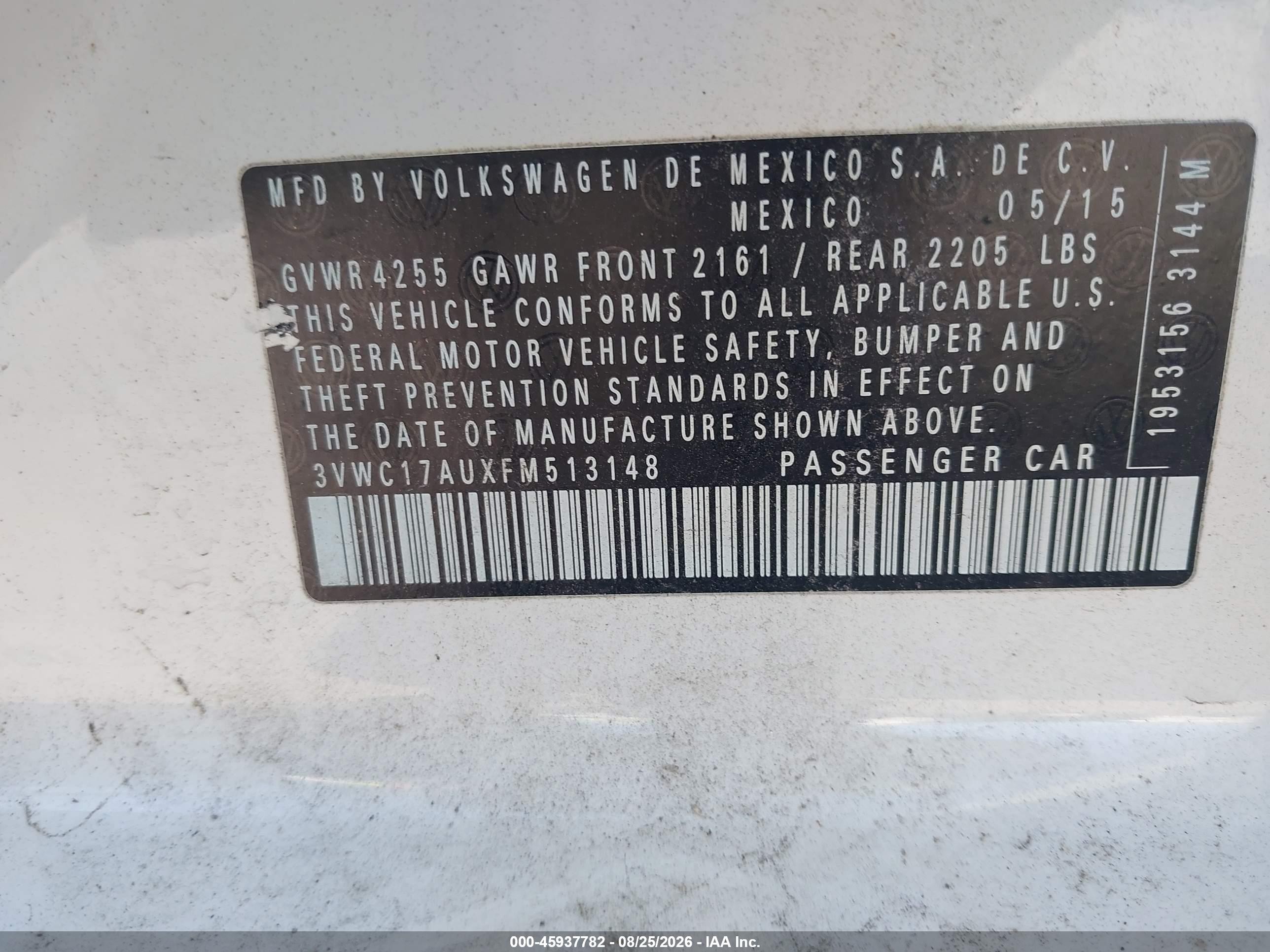 2015 Volkswagen Golf Sportwagen Tsi Se 4-door White vin: 3VWC17AUXFM513148