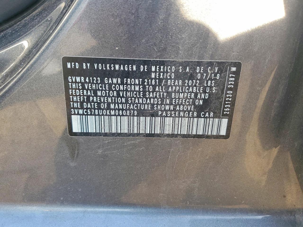 2019 Volkswagen Jetta S Gray vin: 3VWC57BU0KM060879