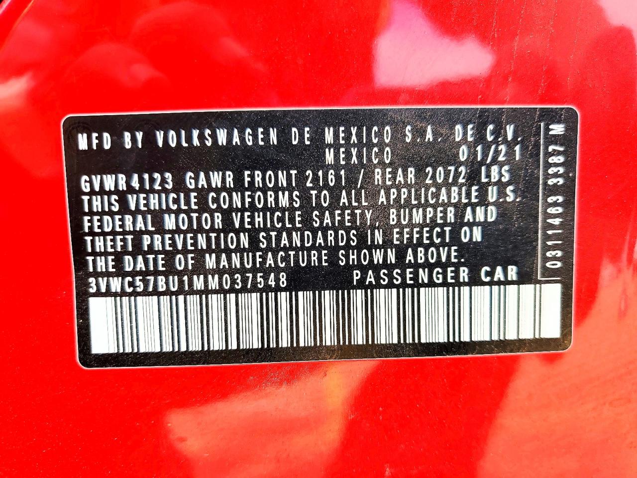 2021 Volkswagen Jetta S Red vin: 3VWC57BU1MM037548
