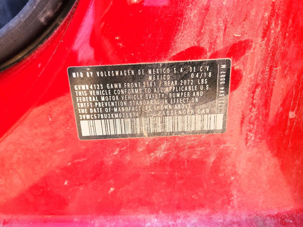 2019 Volkswagen Jetta S Red vin: 3VWC57BU2KM025874