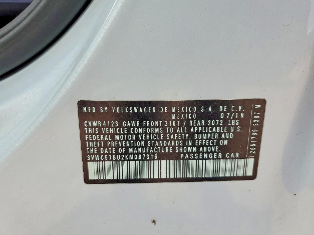 2019 Volkswagen Jetta S Silver vin: 3VWC57BU2KM067316