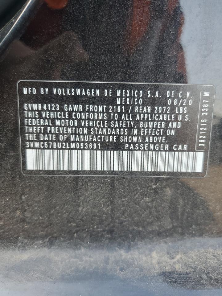 2020 Volkswagen Jetta S Black vin: 3VWC57BU2LM093691