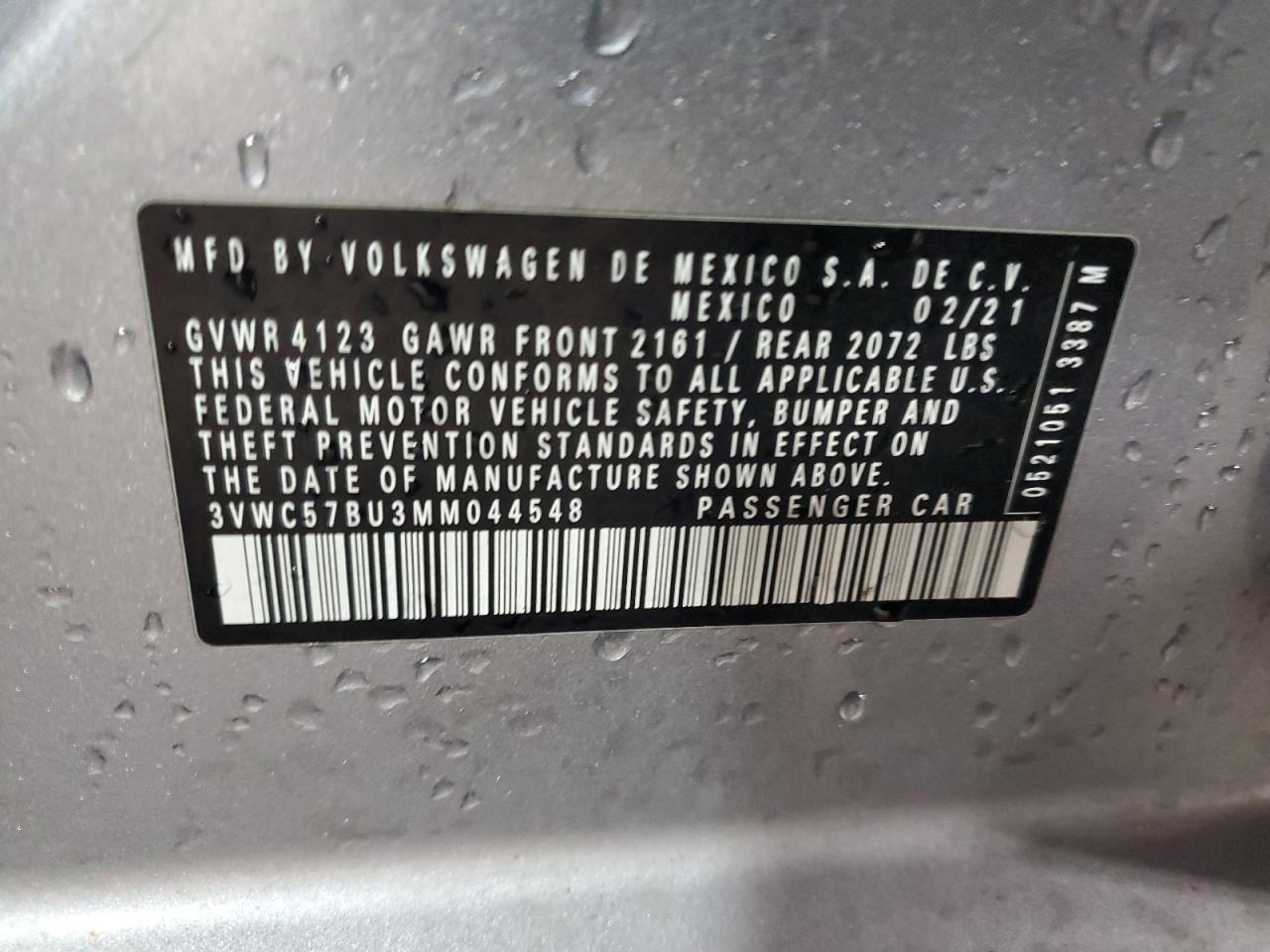 2021 Volkswagen Jetta S Серебряный vin: 3VWC57BU3MM044548