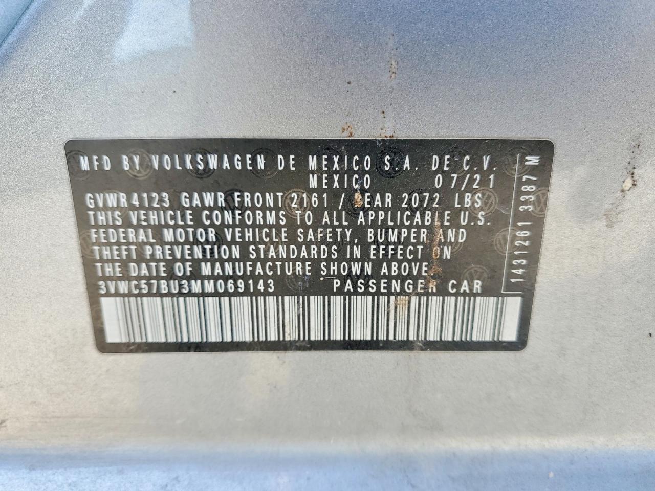 2021 Volkswagen Jetta S Gray vin: 3VWC57BU3MM069143