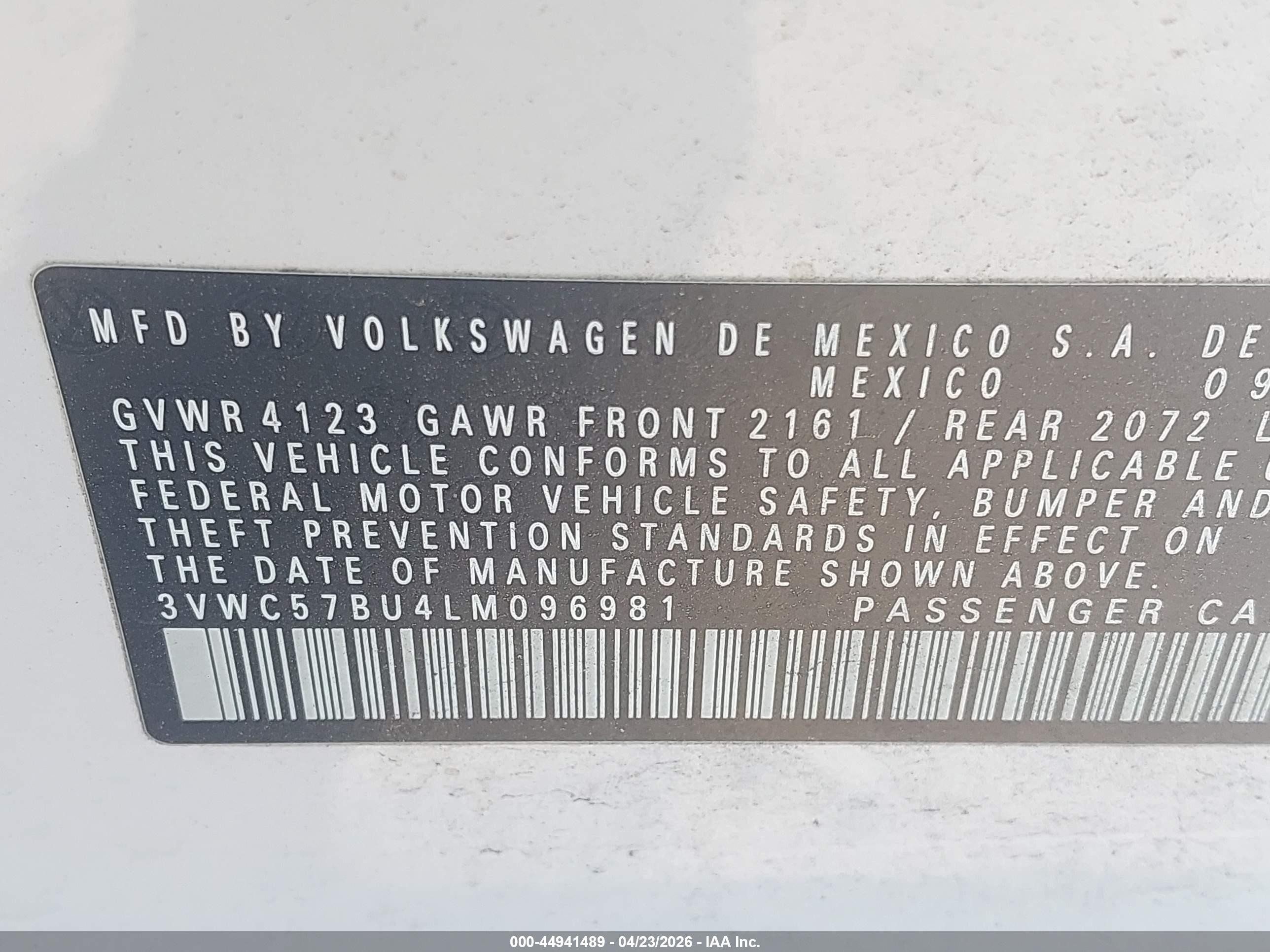 2020 Volkswagen Jetta 1.4t R-line/1.4t S/1.4t Se White vin: 3VWC57BU4LM096981