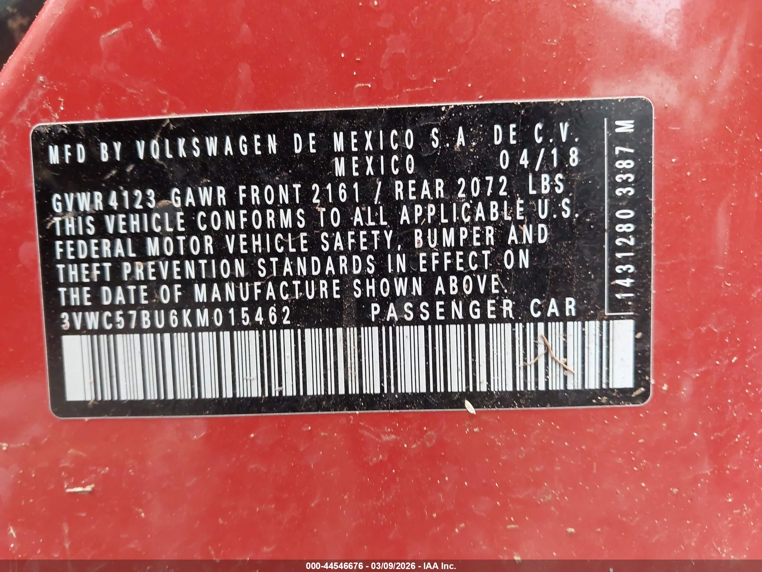 2019 Volkswagen Jetta 1.4t R-line/1.4t S/1.4t Se Orange vin: 3VWC57BU6KM015462