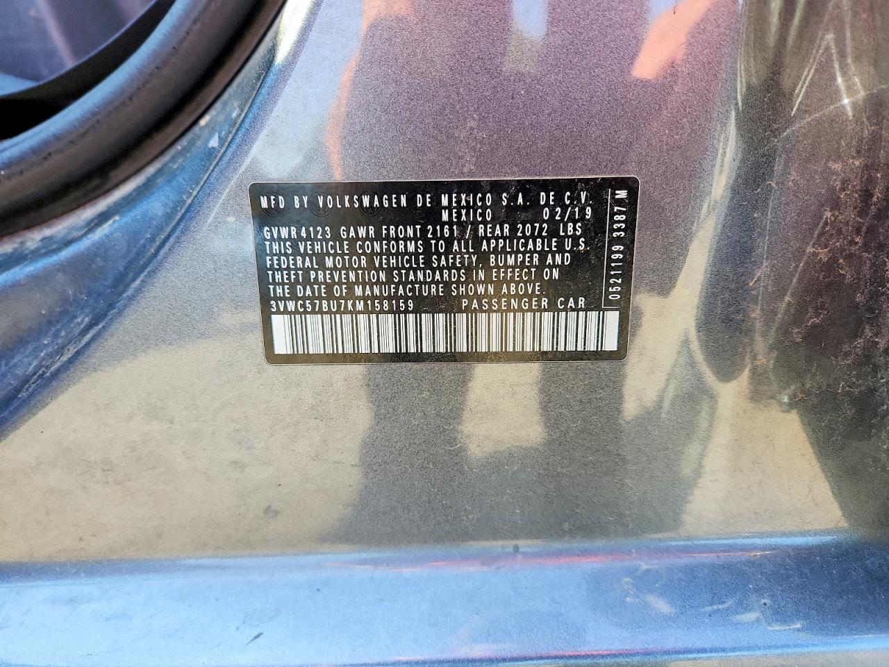 2019 Volkswagen Jetta Gray vin: 3VWC57BU7KM158159