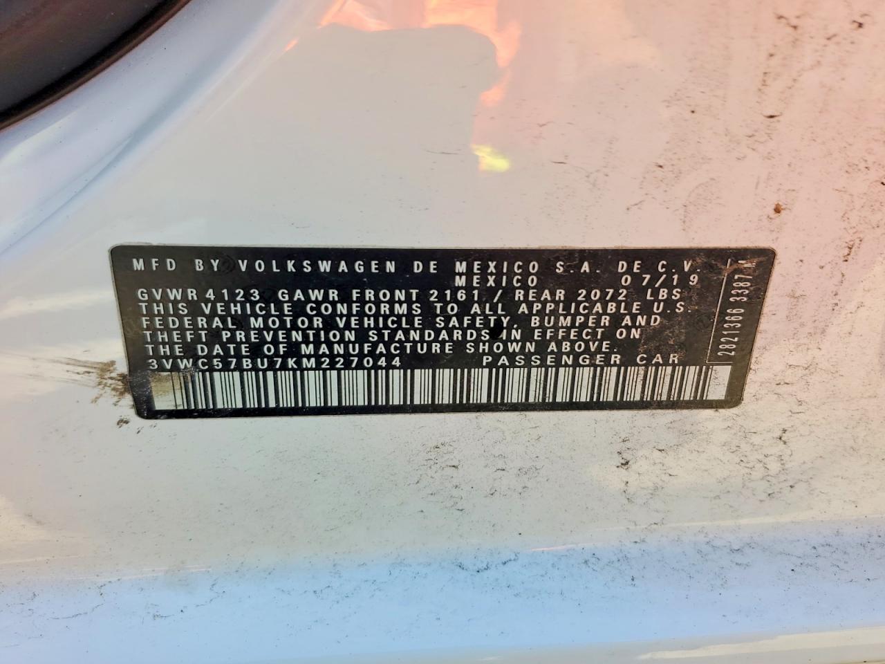 2019 Volkswagen Jetta S White vin: 3VWC57BU7KM227044