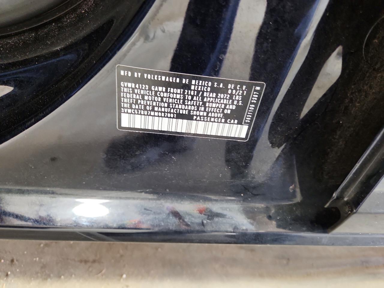 2021 Volkswagen Jetta S Black vin: 3VWC57BU7MM087001