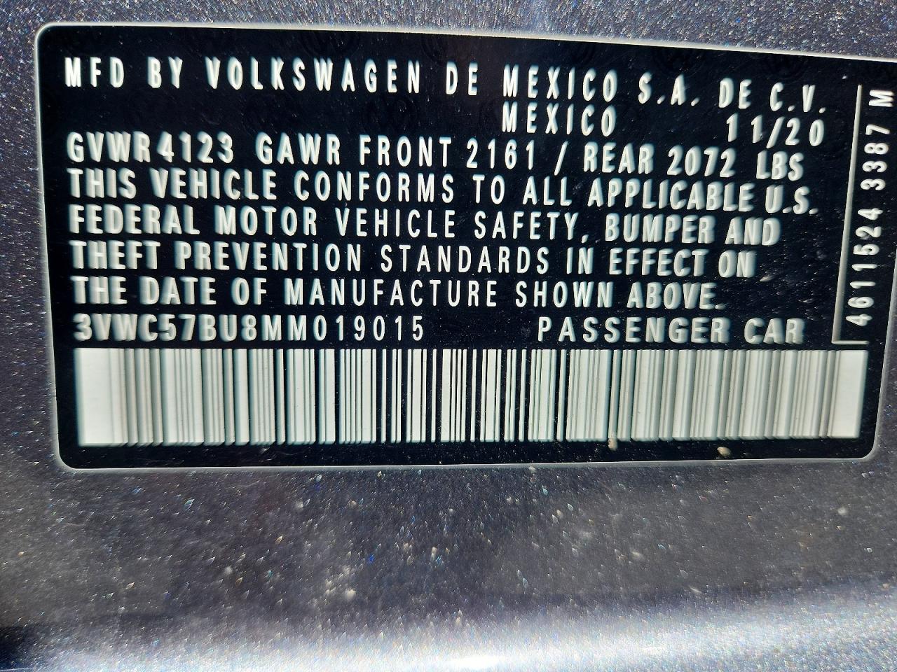 2021 Volkswagen Jetta S Серый vin: 3VWC57BU8MM019015