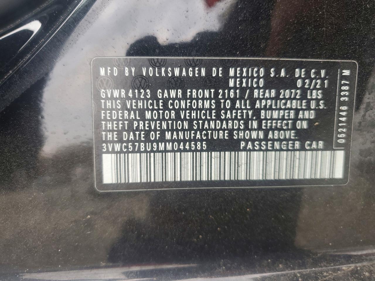 2021 Volkswagen Jetta S Black vin: 3VWC57BU9MM044585