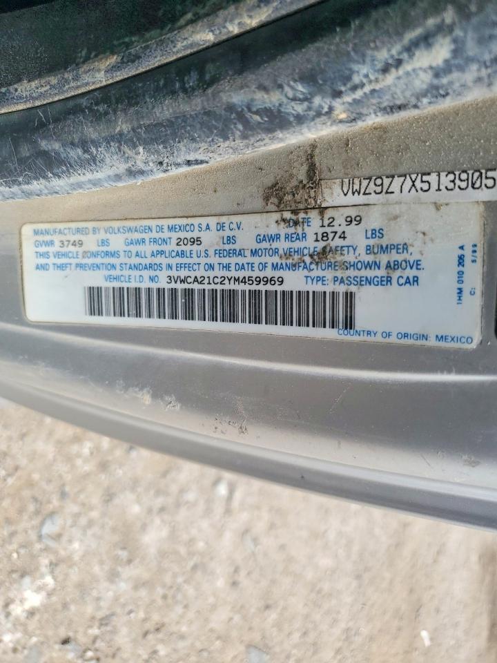 2000 Volkswagen New Beetle Gls Silver vin: 3VWCA21C2YM459969