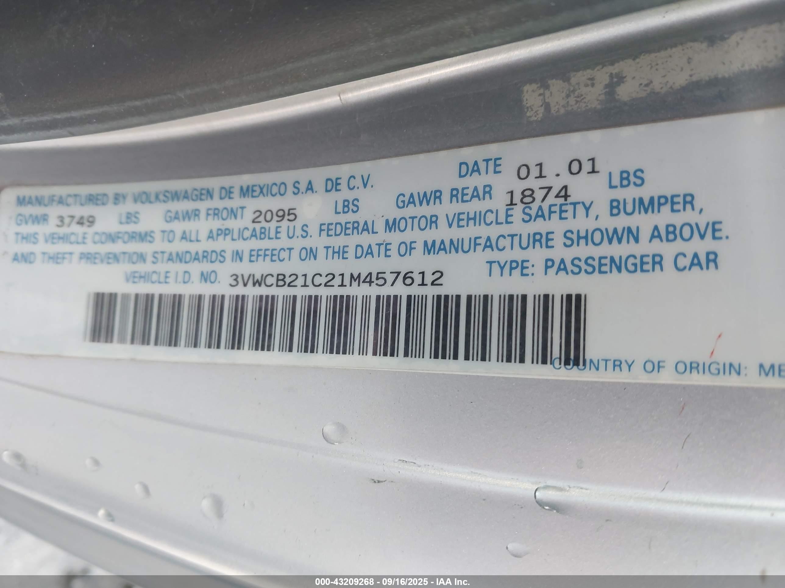 2001 Volkswagen New Beetle Gls Серебряный vin: 3VWCB21C21M457612