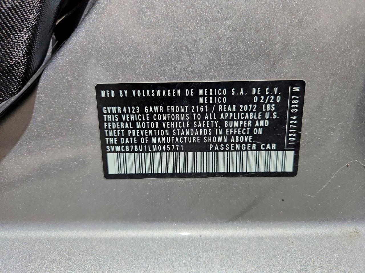 2020 Volkswagen Jetta S Silver vin: 3VWCB7BU1LM045771