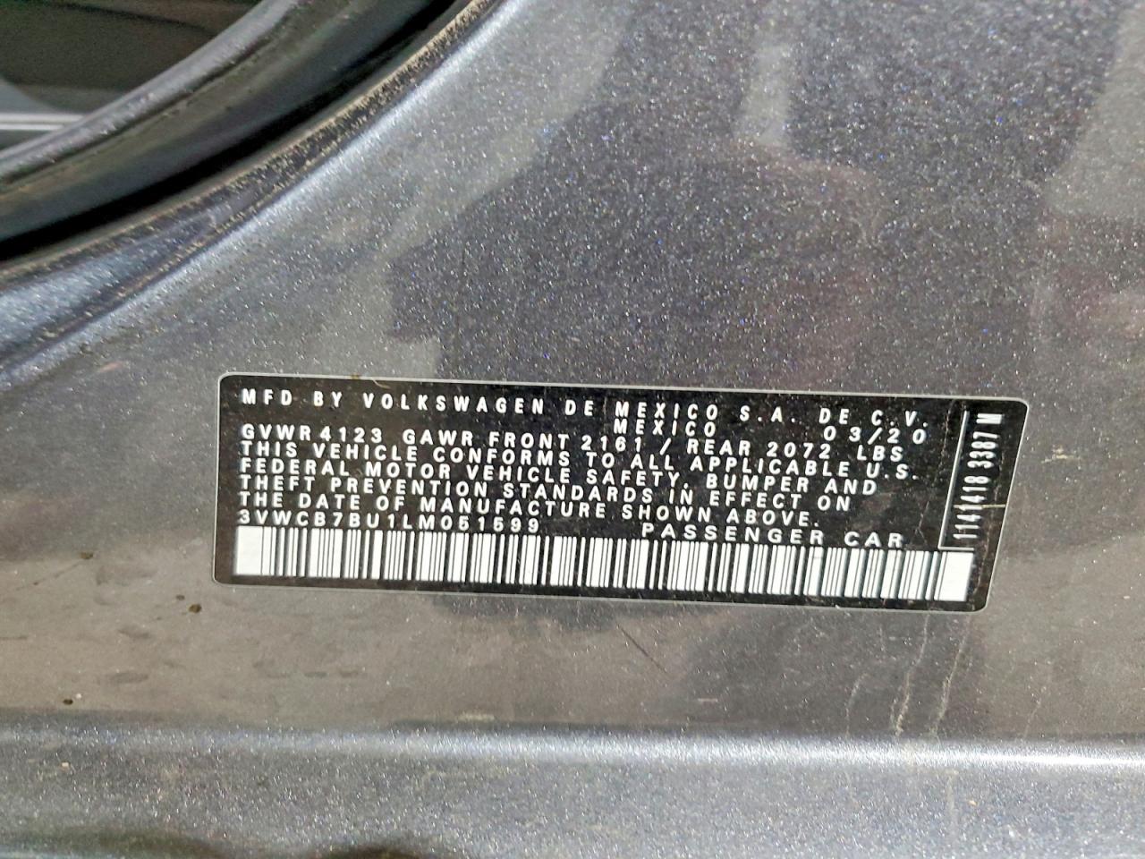 2020 Volkswagen Jetta S Gray vin: 3VWCB7BU1LM051599