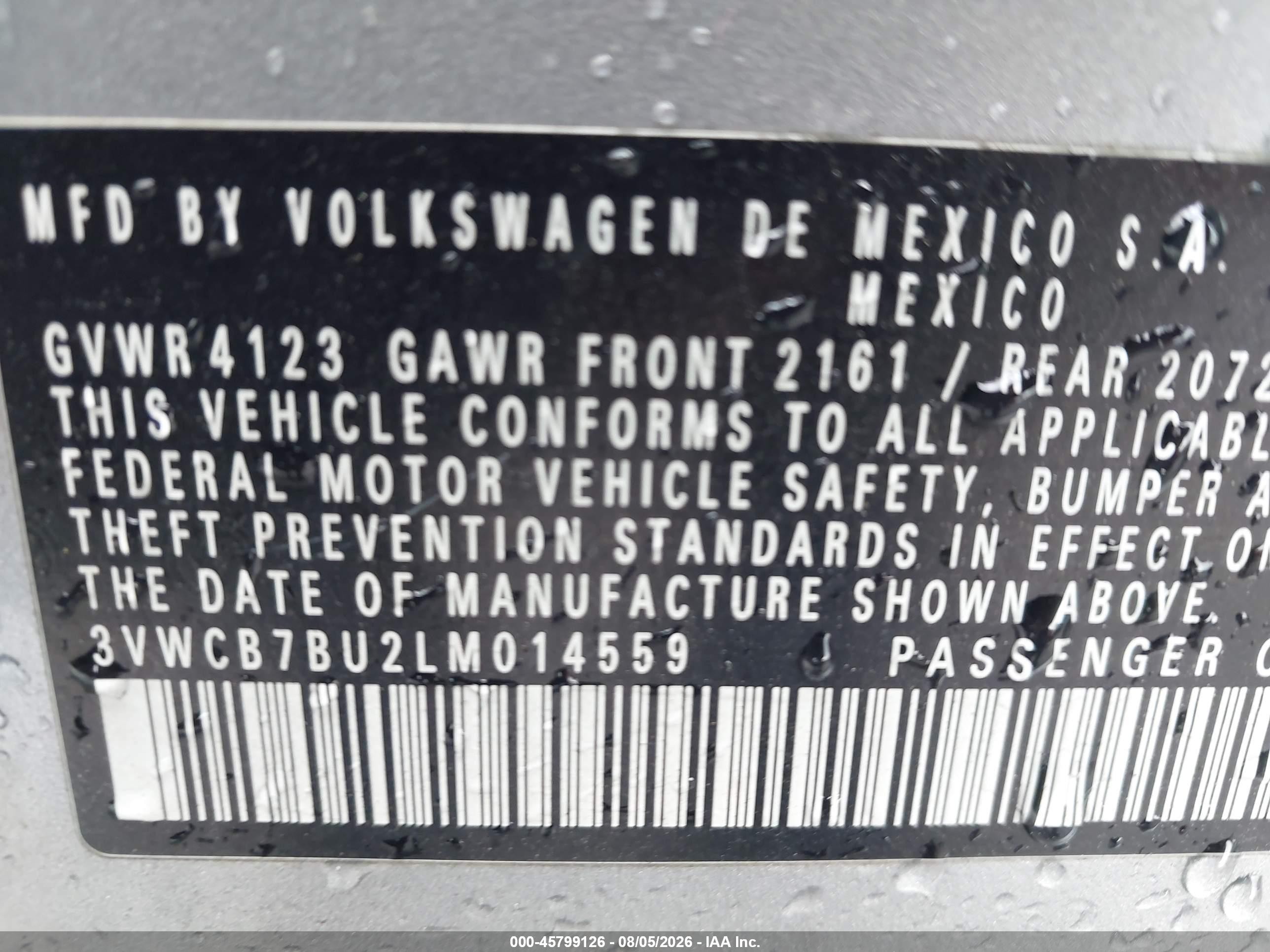 2020 Volkswagen Jetta 1.4t R-line/1.4t S/1.4t Se Gray vin: 3VWCB7BU2LM014559