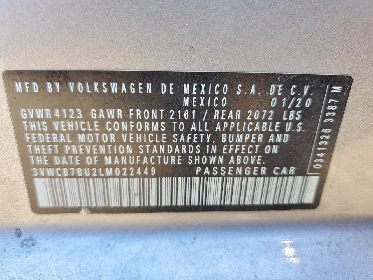 2020 Volkswagen Jetta S Silver vin: 3VWCB7BU2LM022449