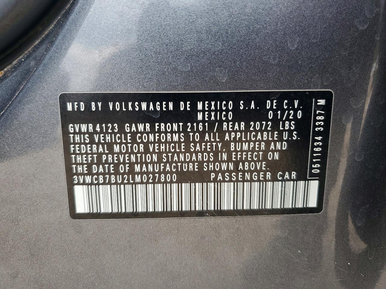 2020 Volkswagen Jetta S Gray vin: 3VWCB7BU2LM027800