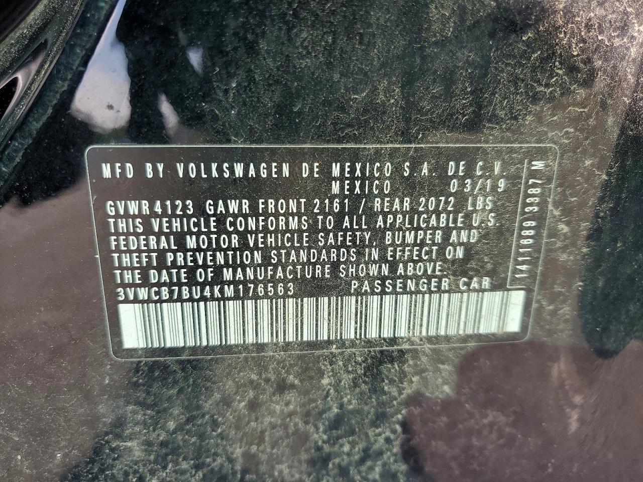 2019 Volkswagen Jetta S Black vin: 3VWCB7BU4KM176563