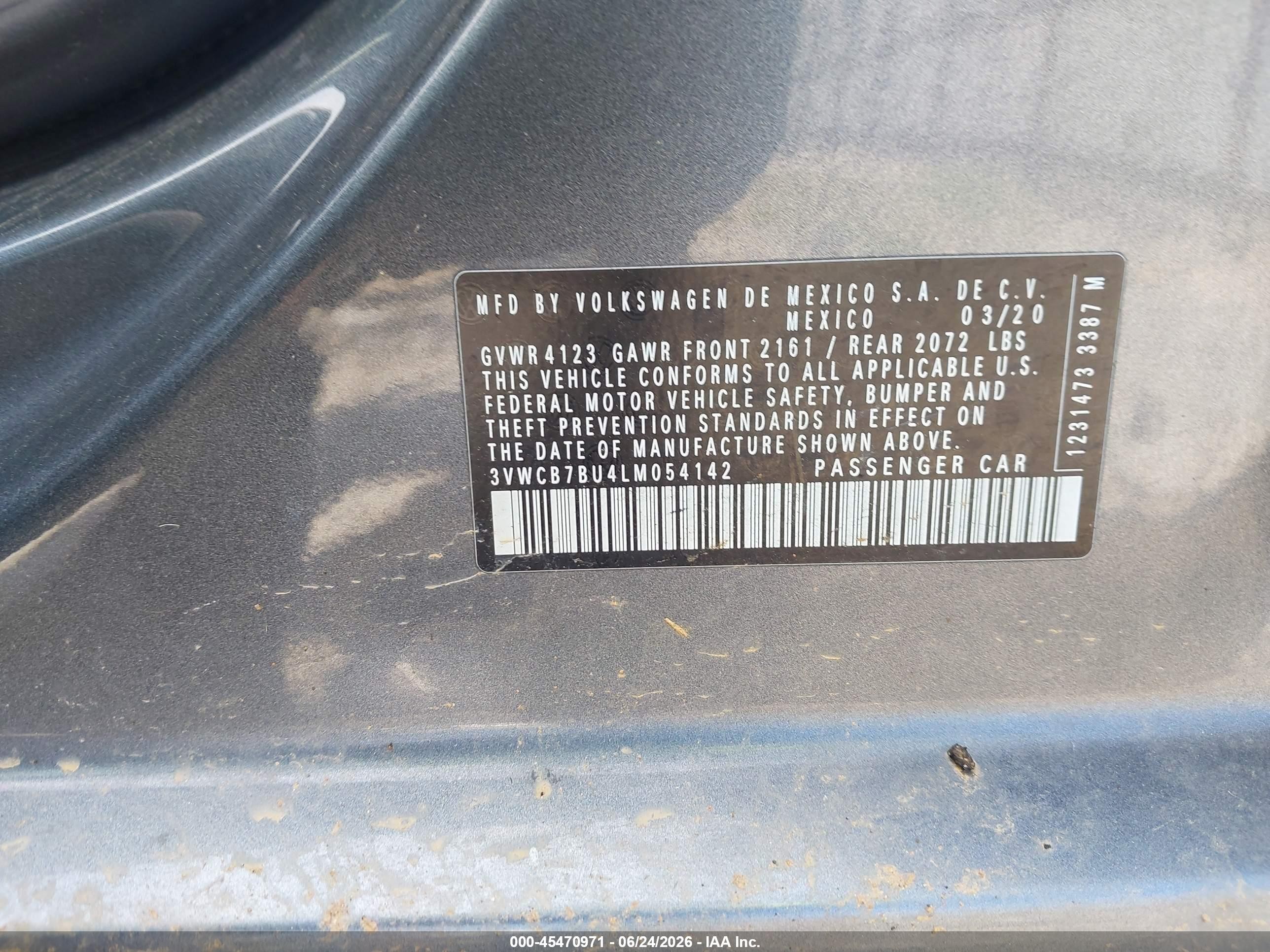 2020 Volkswagen Jetta 1.4t R-line/1.4t S/1.4t Se Серый vin: 3VWCB7BU4LM054142