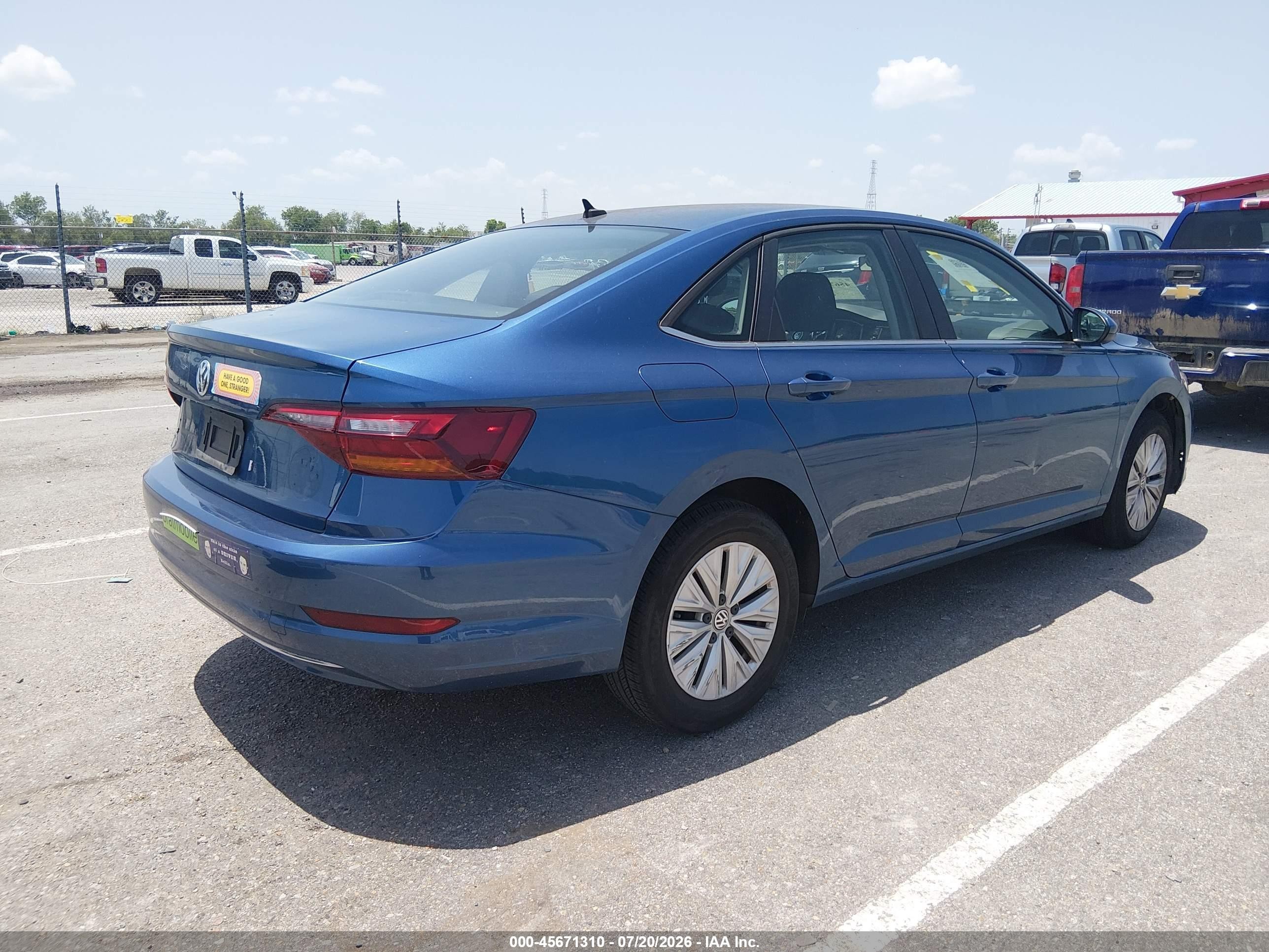 2019 Volkswagen Jetta 1.4t R-line/1.4t S/1.4t Se Blue vin: 3VWCB7BU7KM226002