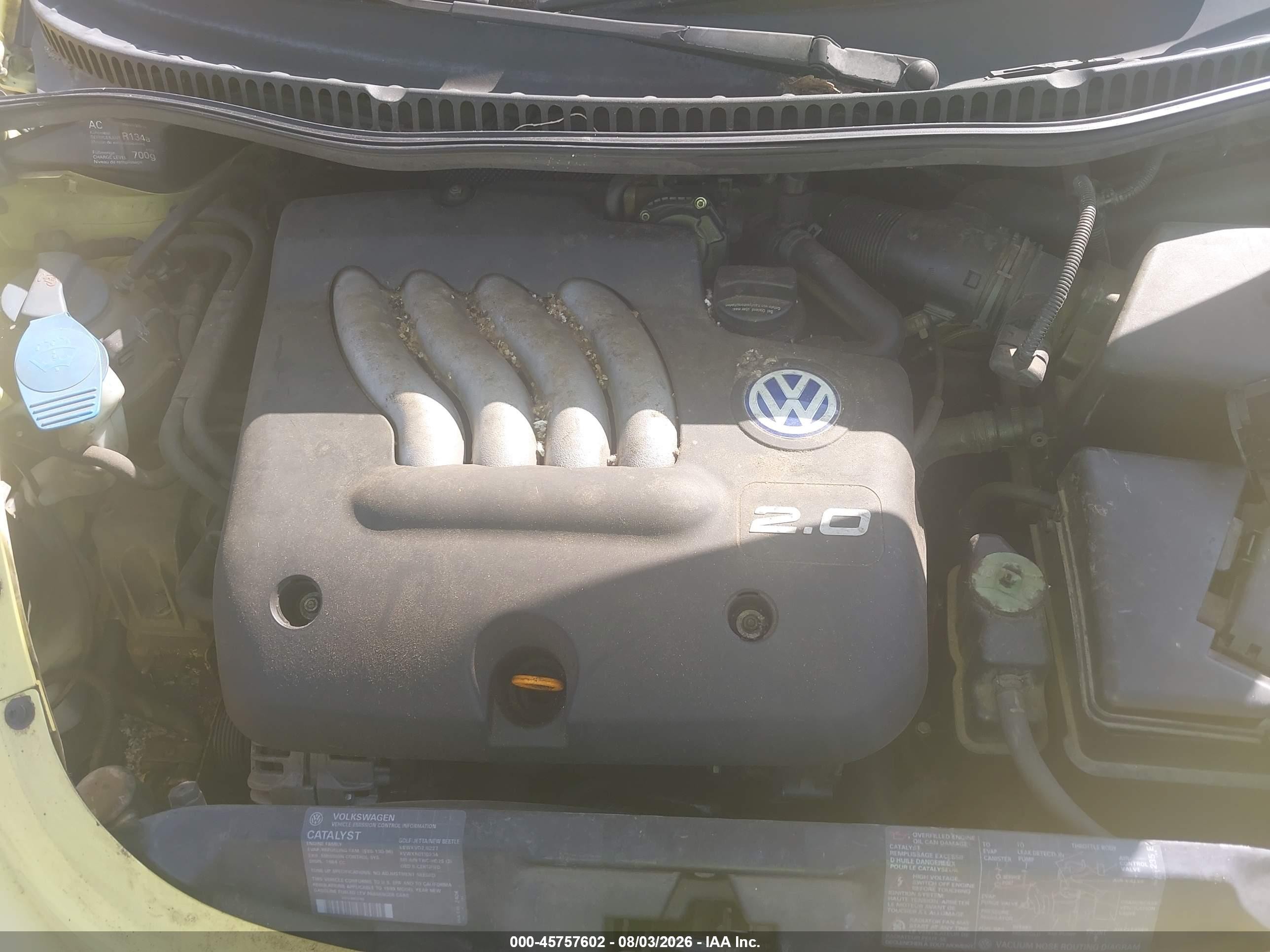 1999 Volkswagen New Beetle Gls Yellow vin: 3VWCC21C0XM456898