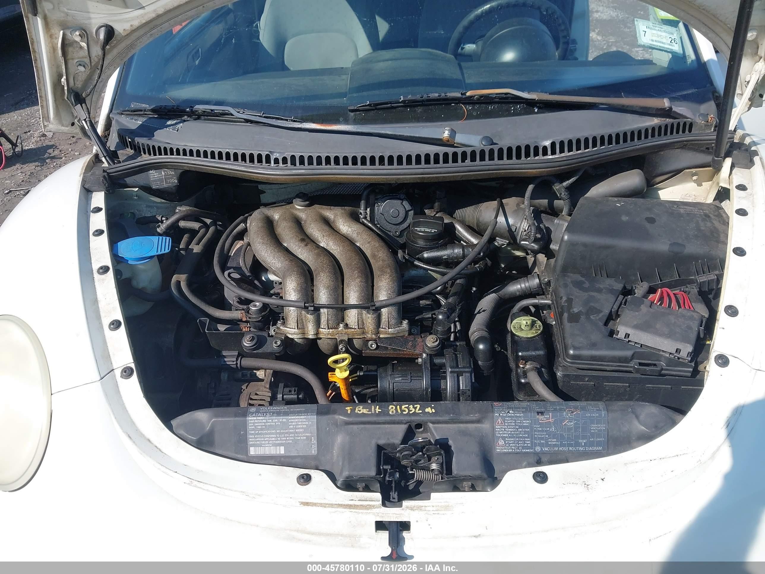 1999 Volkswagen New Beetle Gls White vin: 3VWCC21C4XM407851