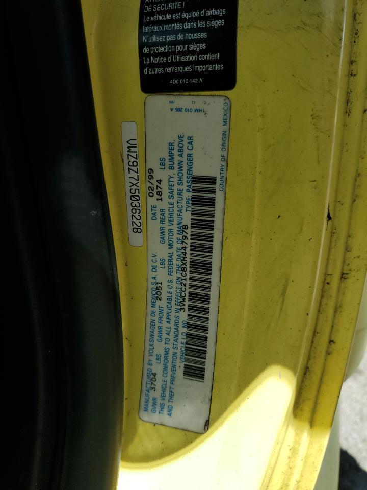1999 Volkswagen New Beetle Gls Yellow vin: 3VWCC21C8XM447978